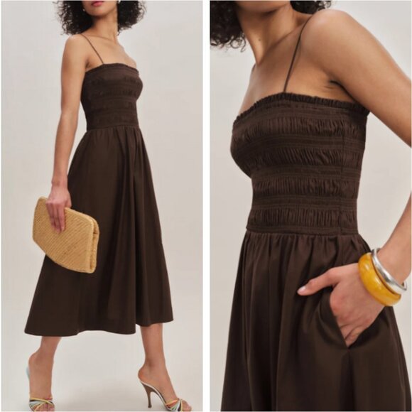 Reformation Kerrie Mini Dress Sz2 Cafe Brown Summer Cocktail Party Causal - Picture 1 of 12